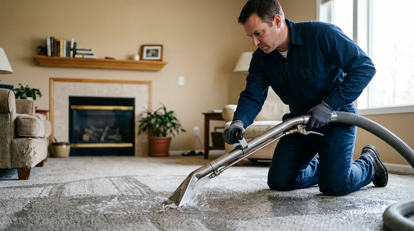Water damage restoration technician working near Leonardsville, NY
